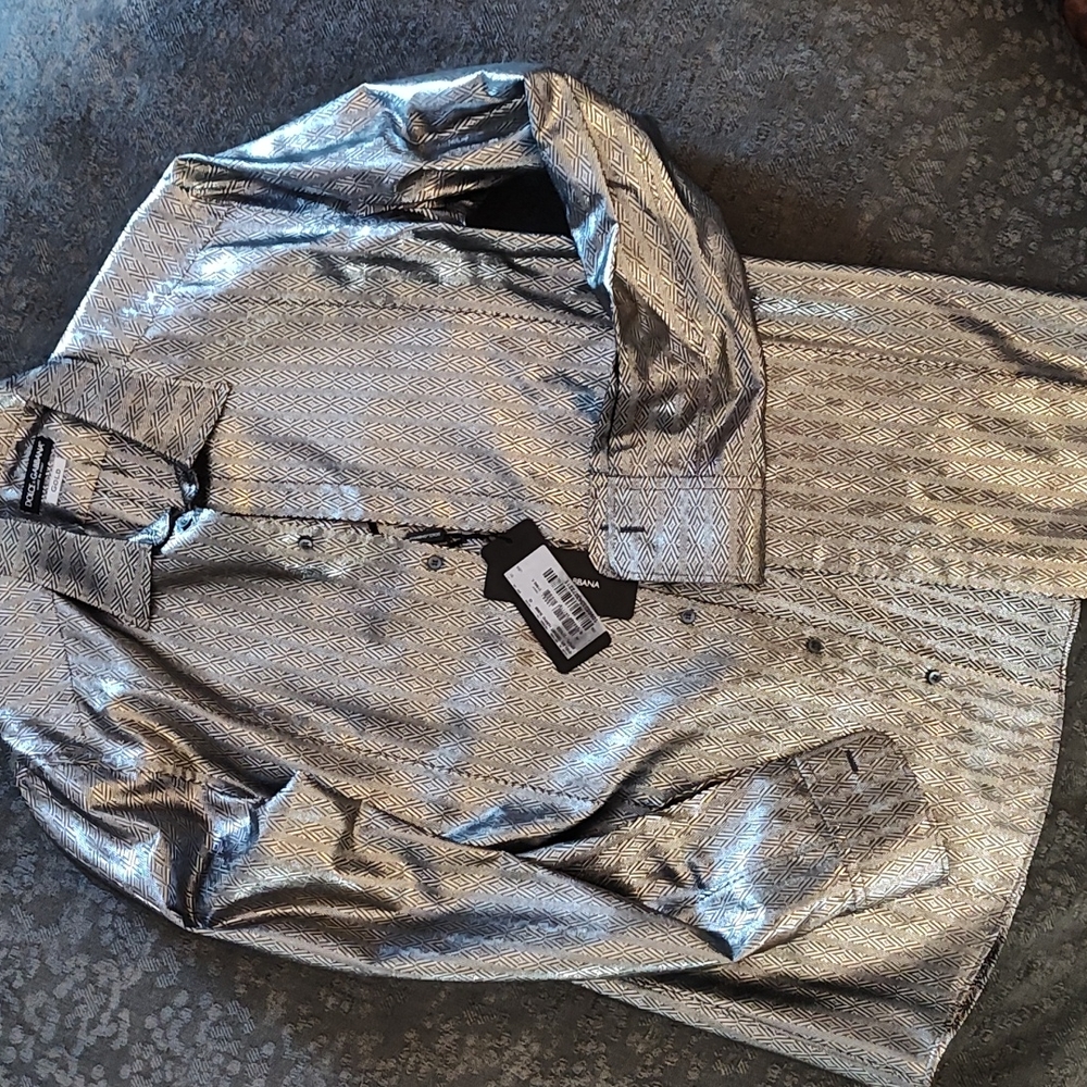 Men's Dolce Gabbana Metallic Silver Shirt